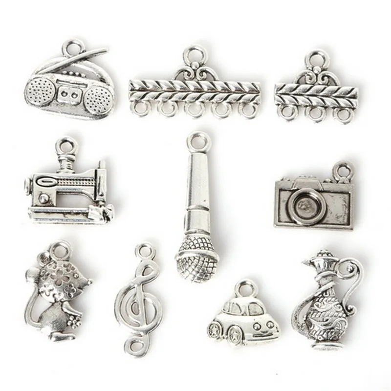 

Hot Sale 117pcs Household tools Mixed 10 Types Sliver Charms Pendant Fit For Jewelry Making Bracelet And Necklace