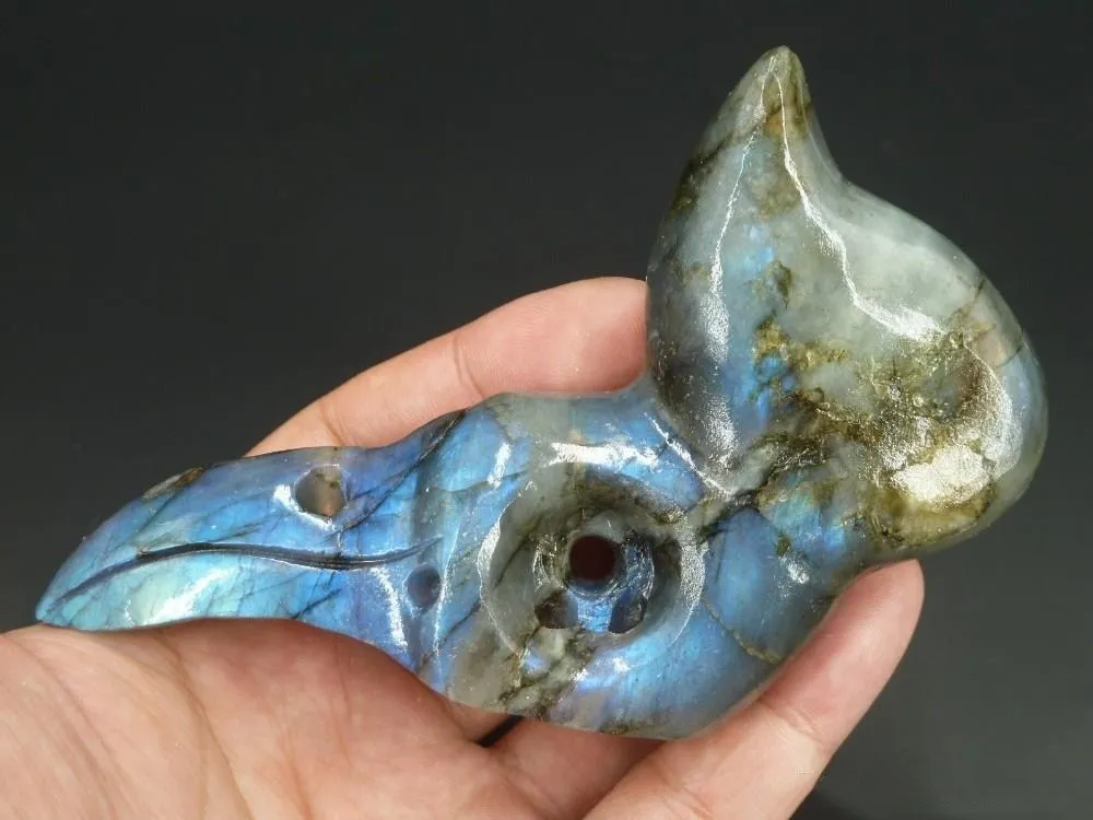 7-8cm Natural crystal quartz labradorite bird head raven skull crystal christmas pendant jade fine jewelry christmas charm charm (2)