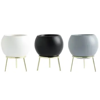 

Ins Style Ceramic Succulent Cactus Flower Plant Pots with Metal Stand Holder for Indoors Outdoor Home Garden Kitchen Decor 20E