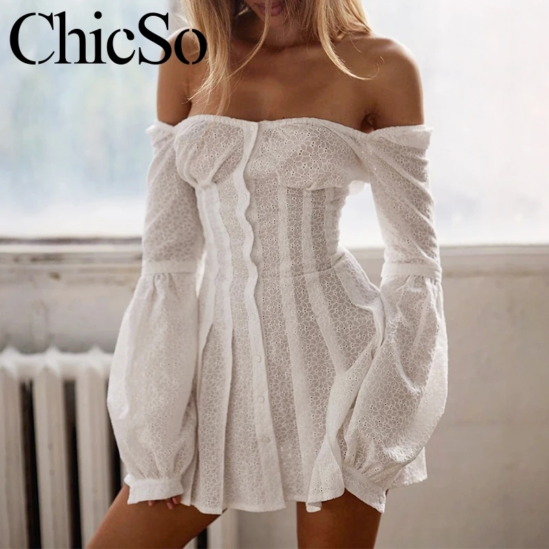 Женское кружевное платье Missychilli элегантное белое Плиссированное мини с