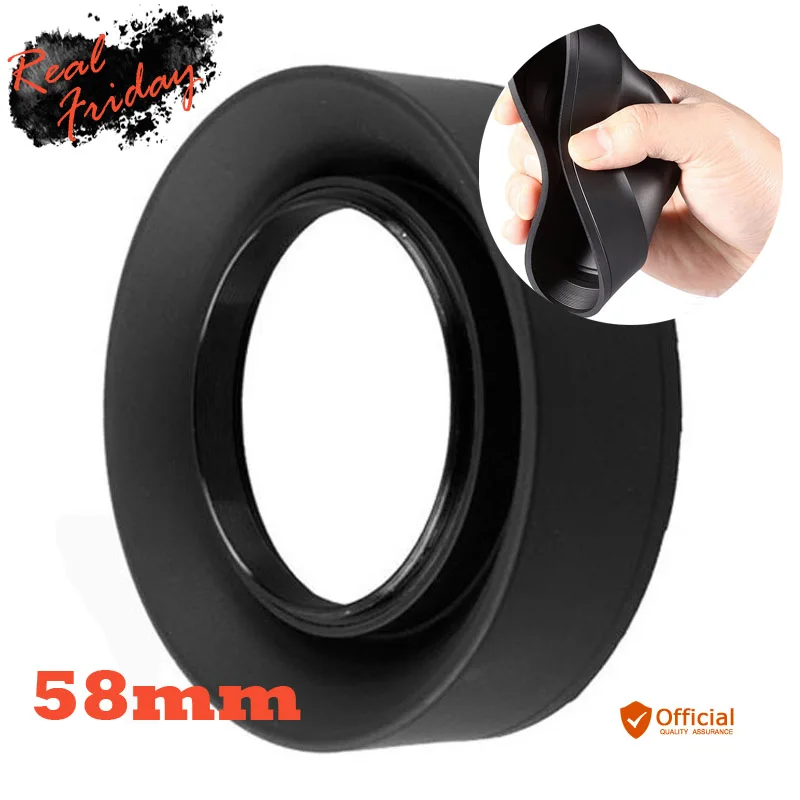 58mm 3 Stage 3in1 Collapsible Rubber Foldable Lens Hood for Sony Nikon