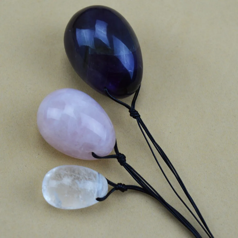 1 Set natural rock crystal drilled egg for kegel exercise pelvic floor muscles vaginal exercise yoni egg ben wa ball 1 Set natural rock crystal drilled egg for kegel exercise pelvic floor muscles vaginal exercise yoni egg ben wa ball