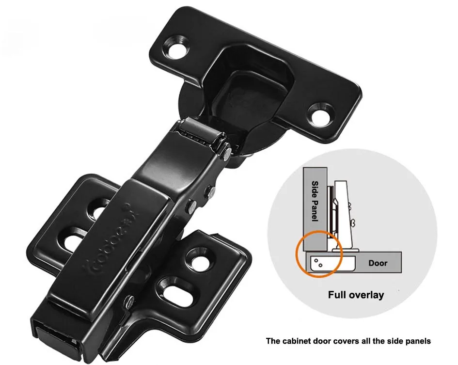 1 шт. черная мебельная Петля из нержавеющей стали двери гидравлические крепления Буфер Заслонки мягкий закрыть для шкафа фурнитура для кухонной мебели - Цвет: 301-3 Full overlay