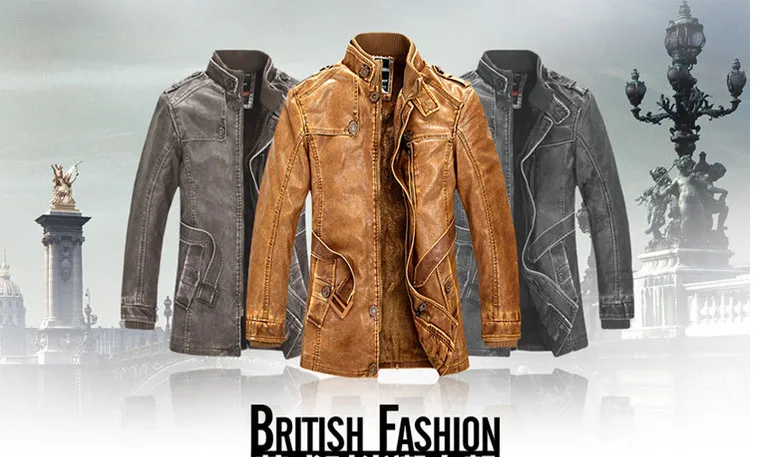 ZOEQO кожаные куртки мужские зимние теплые пальто мотоциклетная кожаная куртка мужская длинная секция ретро искусственная кожа пальто chaqueta cuero
