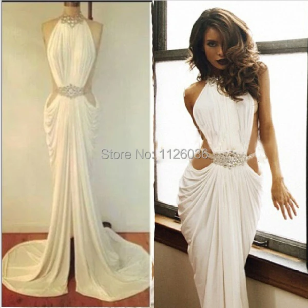 Julia High Collar Neck Sexy Sheer Sides Pleated Bust and