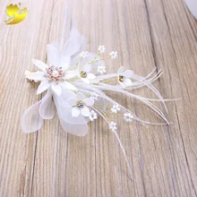 Xinyun Красивая Цветущая белая заколки-перья для волос модные свадебные подарочные стразы жемчужные хрустальные женские свадебные аксессуары для волос