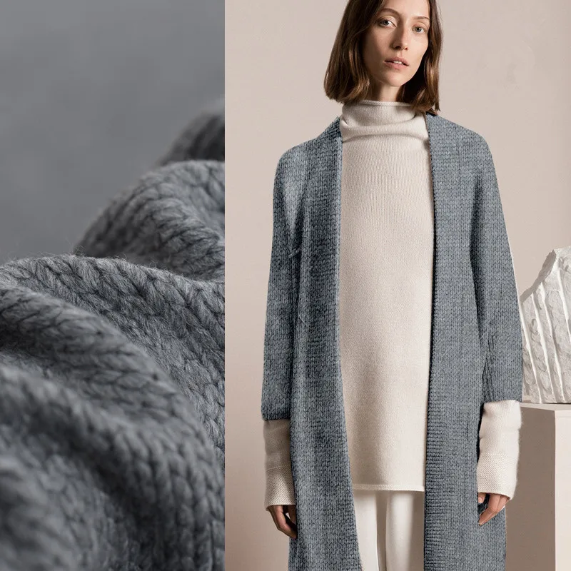 

Elegant grey fashion original Italian imports double sided Knitting flannelette wool fabric for coat tissu patchwork tela tissus