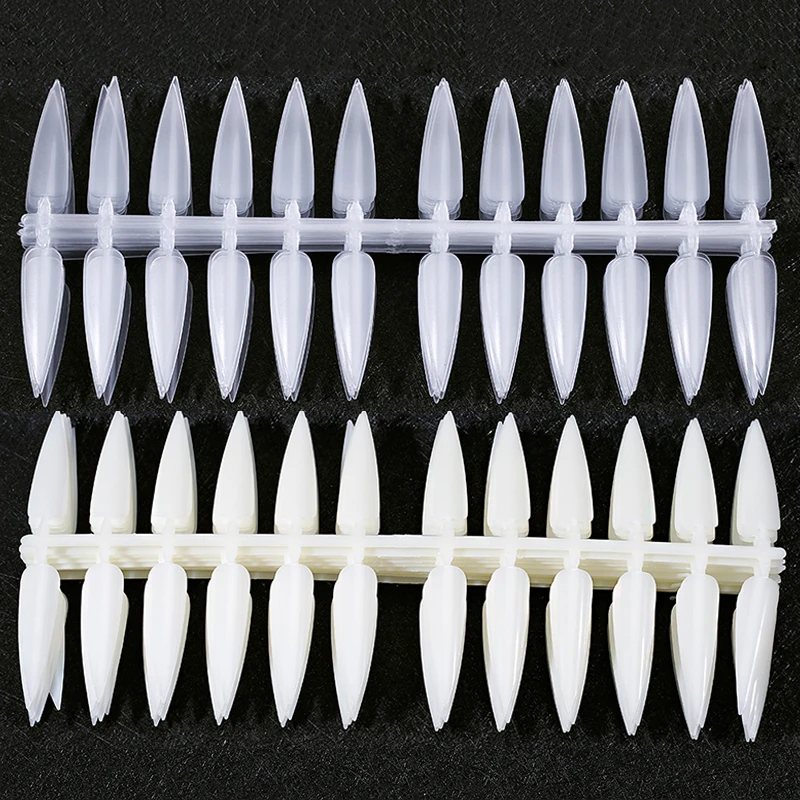 

240 Tips/set Long Stiletto Sharp Removable Nail Art False Acrylic Tips 4 Color Fake Nail Gel Polish Salon Practice Display Tools