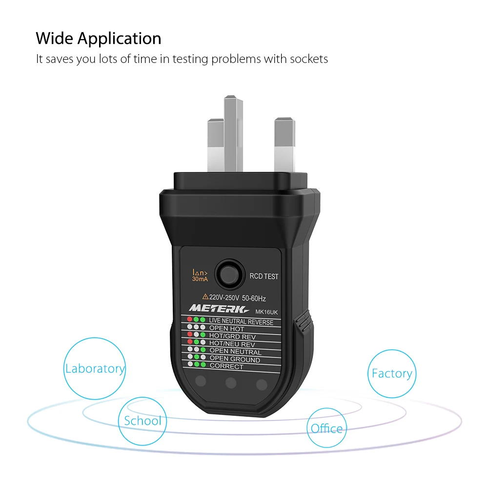 Электрическая розетка Тесты er Meterk Advanced RCD автоматический провод заземления Тесты ing электрической цепи полярности детектор электрический утечки Тесты