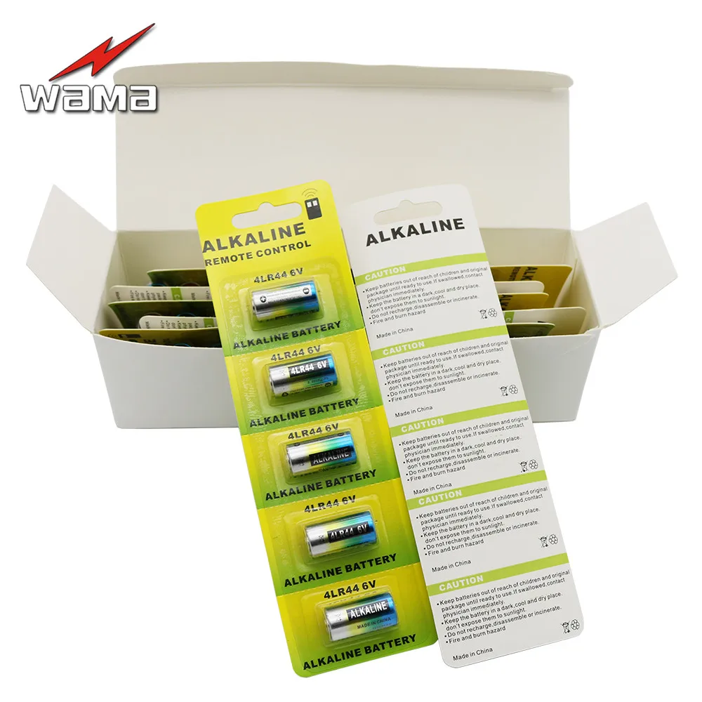 

40pcs/8pack Wama 4LR44 6V Dry Alkaline Battery Cells Car Remote New Toys Calculator 28A 4AG13 544 L1325 4A76 Battery Drop ship