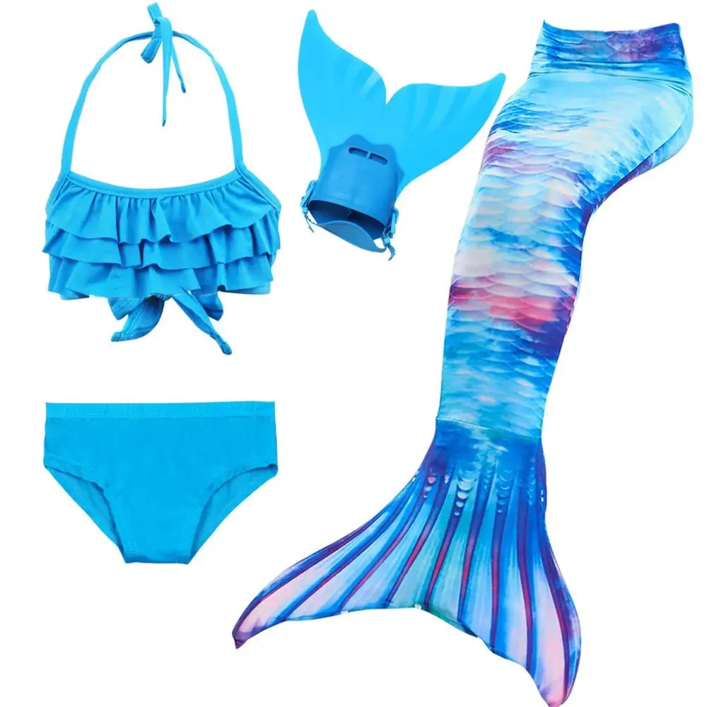 26 стиль Ариэль хвост русалки для плавания хвост русалки с Флиппер бикини для девочек детский купальник хвост русалки костюм косплей - Цвет: DH42WJF48-1