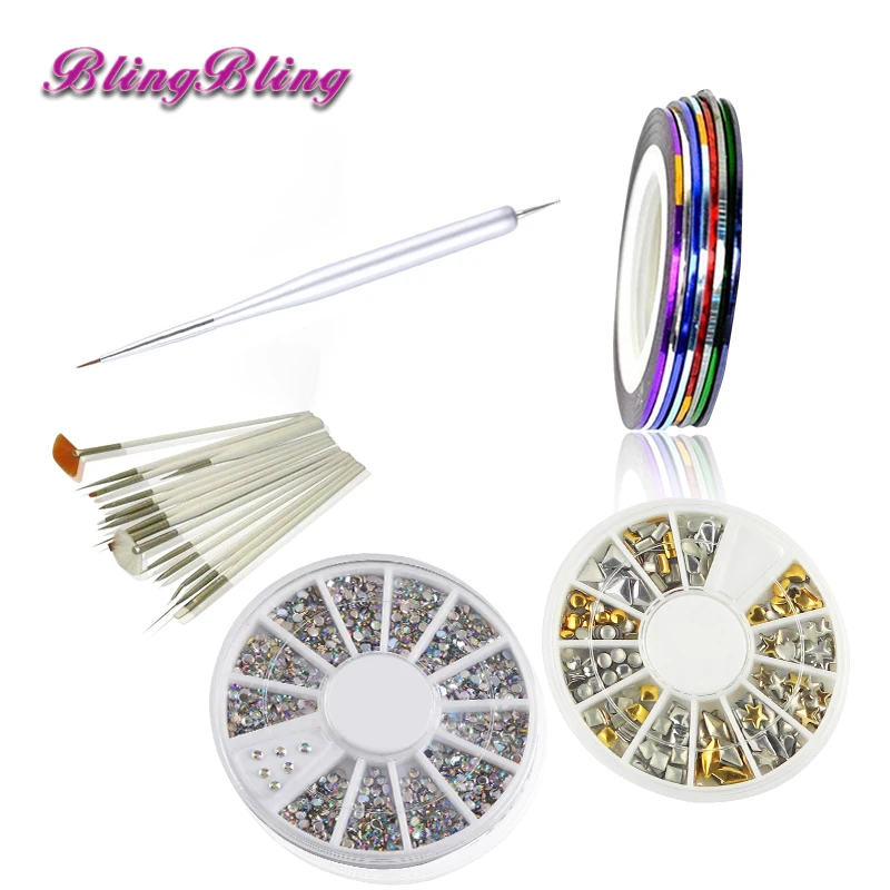 

Acrylic Nail Kit Manicure Nail Stickers Rhinestones 3D Pens Drawing Brushes for Gel Polish Nail Art Design DIY Nail Accessories