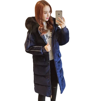 

Women Loose Jacket Parka 2018 Gold Velvet Autumn Winter Wear Korean Cotton Down Long Coats Jacket Female Parkas Coat Jacket D482