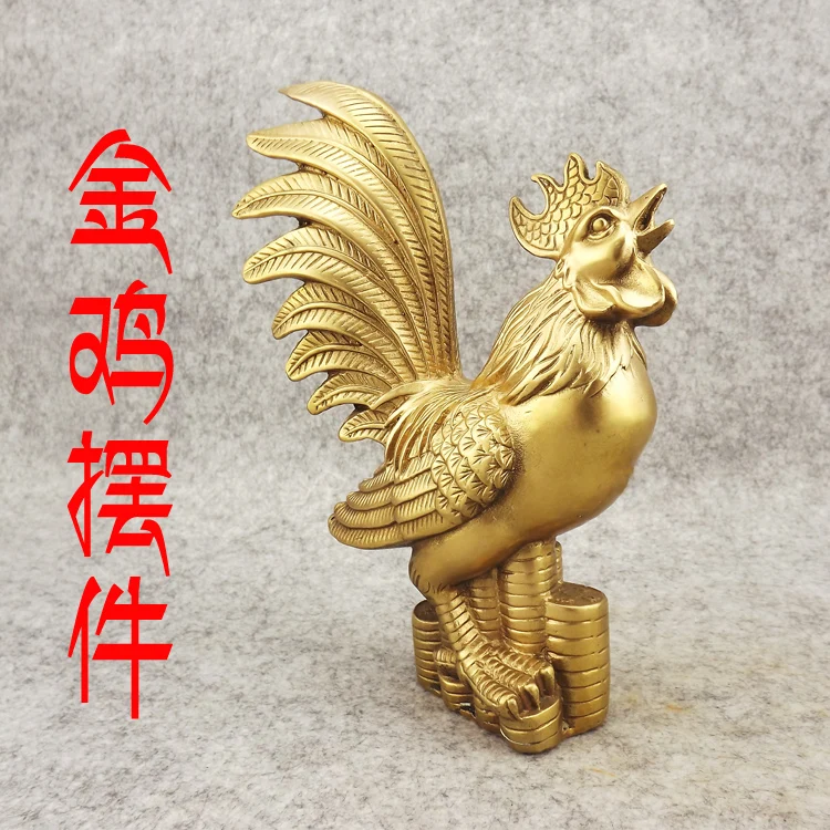 

Old antique Bronze Arts & Crafts Copper decoration copper rooster crafts lucky decoration peach