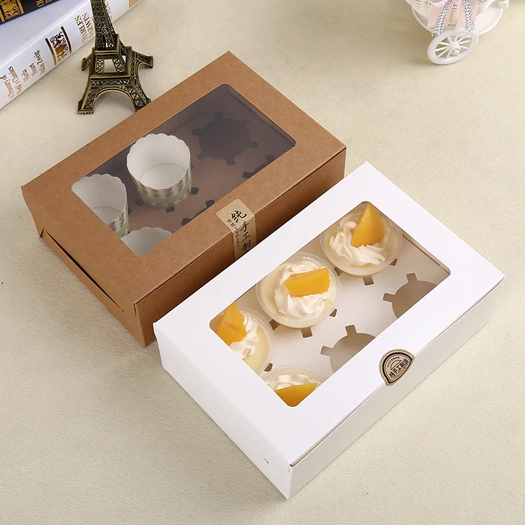 50pcs White Cupcake Muffin Cake Boxes Kraft paper cake packaging box Muffin Fairy Cake Boxes