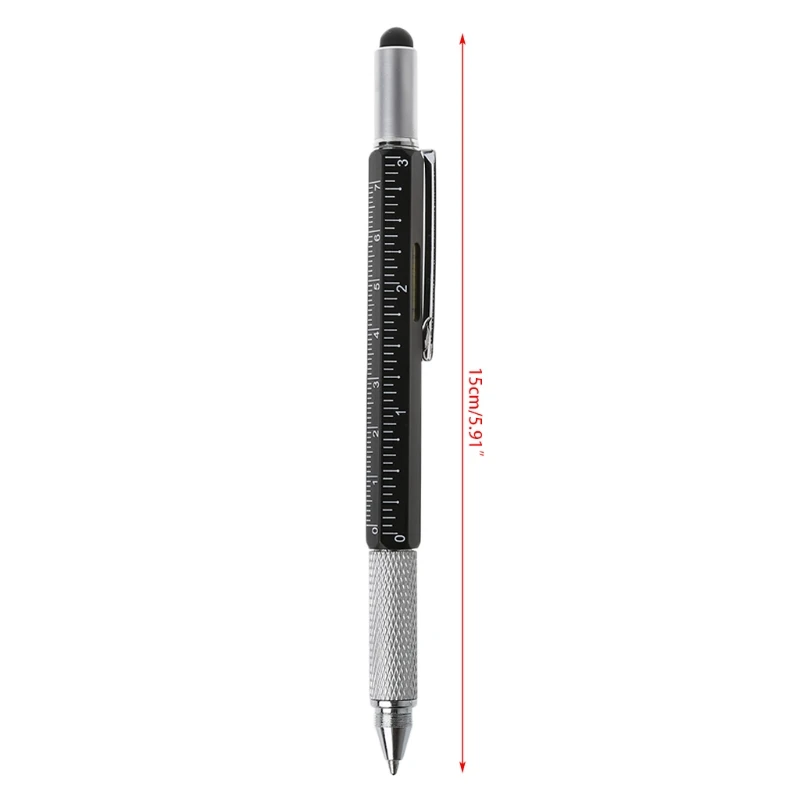 

6 in 1 metal pen Multifunction Tool Ballpoint Pen Screwdriver Ruler Spirit Level