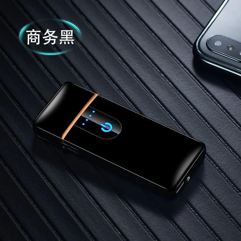 Новые USB перезаряжаемые электрические зажигалки USB электонический прикуриватель двухсторонний зажигание защищенный от ветра для курения аксессуары sigara - Цвет: black