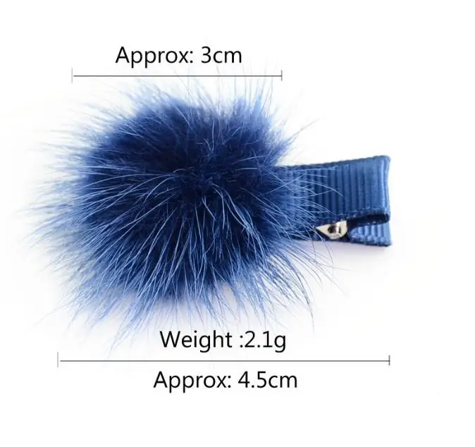 3cm Feather Ball Hair Clip Baby Girls Kids Hair Clip 12Colors 36pcs/lot