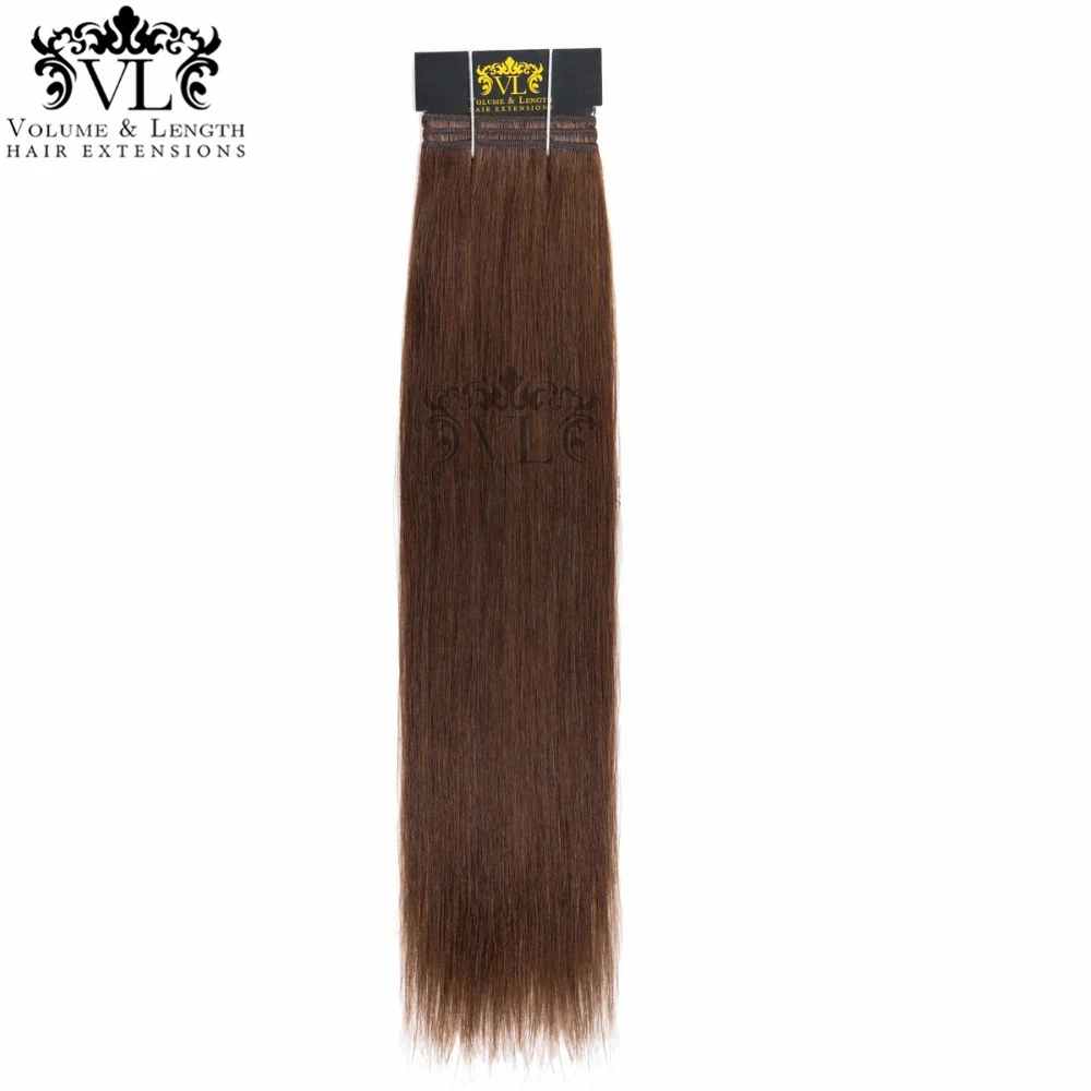 

VL Brown Hair Weave 100% Remy Hair Extensions Straight Human Hair Bundles One Piece With Free Shipping #4 For Professional Salon