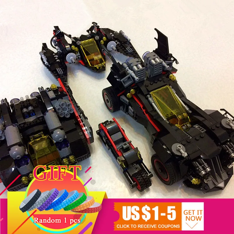 

07077 1496pcs Batman Movie Series The Ultimate Batmobile Set DIY Toys Educational Building Blocks Compatible with 70917 lepin