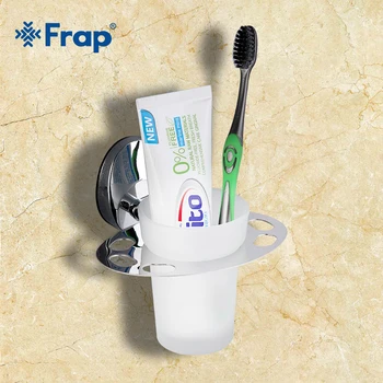 

Frap New Arrival 1 Set Wall-mount Zinc Alloy Cup Holder Glass Cups Bathroom Accessories Single Toothbrush Holder F1606-1
