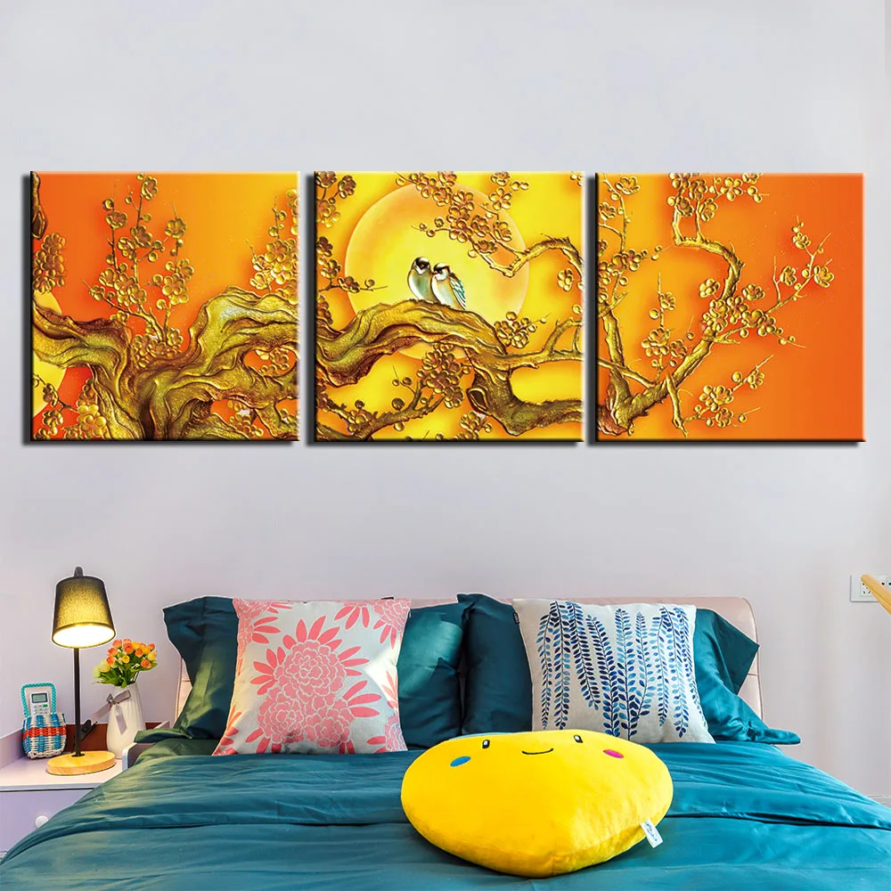 

Wall Art Canvas Painting 3 Pcs Prints and Posters Home Decor Artwork Chinese Painting Wall Pictures for Living Room