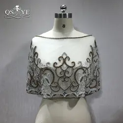 Qsyye Новый Дизайн Роскошные бисером свадебное торжественное платье накидка Свадебные аксессуары Изготовление размеров под заказ и Цвет 100%