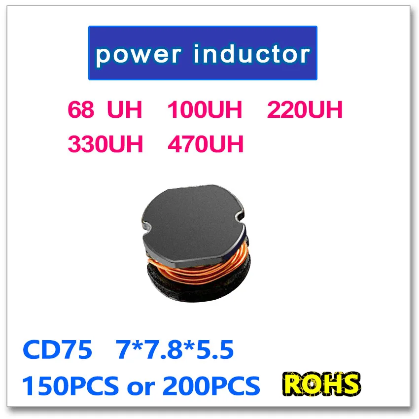 SMD Güç CD75 150 ADET 200 ADET 68UH 100UH 220UH 330UH 470UH 680 101 221 331 471 7*7.8*5.5