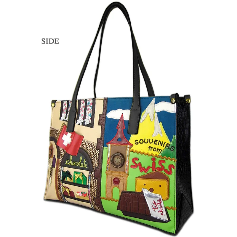 Braccialini, Швейцарский стиль, Большая вместительная сумка с вышивкой, модные сумки через плечо, Дизайнерская Женская Ручная сумка, женская сумка-мессенджер