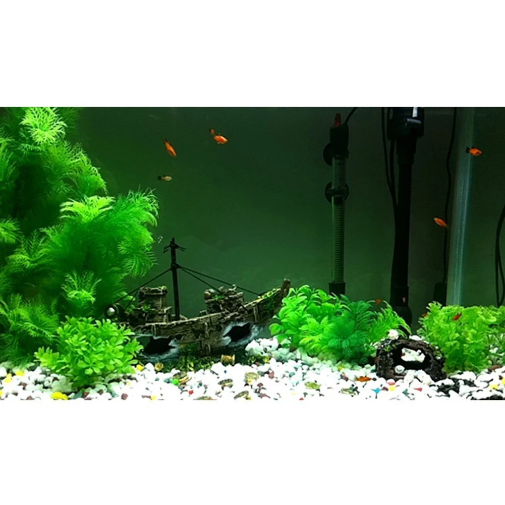 Смола Рыбалка кораблекрушение лодка аквариум орнамент пластик украшения завод