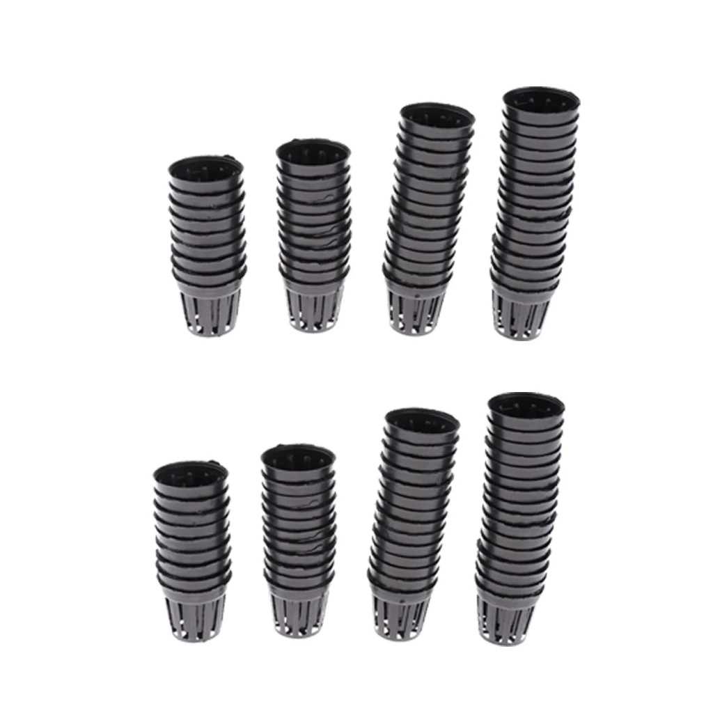 100 pcs Round Aquatic Plant Basket Black Slotted Mesh Net Pot for Hydroponics S