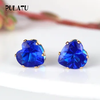 

9 Color Hot Sale Heart Earring For Girl 8mm Crystal Stud Earrings Geometric Rhinestone Minimalist Women Jewelry PULATU BK668