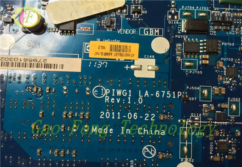 Материнская плата для ноутбука LA-6751P для lenovo G470 hm65 DDR3 неинтегрированная полностью протестирована
