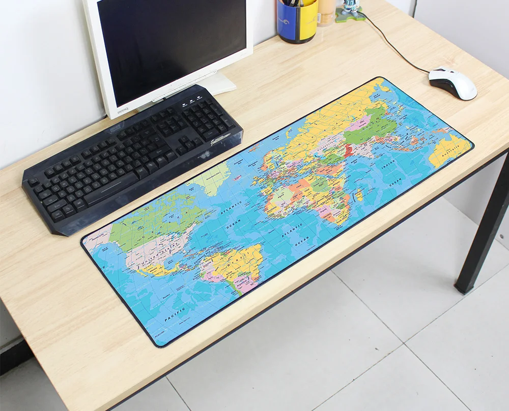 Gaming mousepad world map 800x300mm DIY XL Large mouse pad gamer with edge locking pc accessories laptop padmouse ergonomic mat