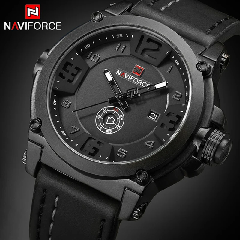

NAVIFORCE Top Luxury Brand Men Sports Military Quartz Watch Man Analog Date Clock Leather Strap Wristwatch Relogio Masculino