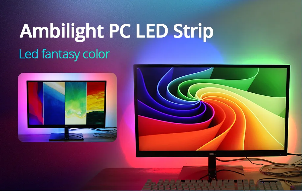 Ambilight-Kit 5 в WS2812B USB светодиодный Srtip 5050 RGB 1 м 2 м 3 м 4 м 5 м цвет мечты для HDTV Настольный ПК экран фоновое освещение