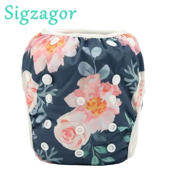 

[Sigzagor] 5 LARGE Big Swim Diapers Nappy Pants One Size OS All In One Nappy Reusable Baby Girl Boy Toddler,18lbs-55lbs,8kg-25kg