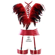 Женское Красное женское белье, готический пояс, сексуальный бандаж, подвязки, клетка, нижнее белье, кожаный ремень, сексуальный пояс для подвязок, набор