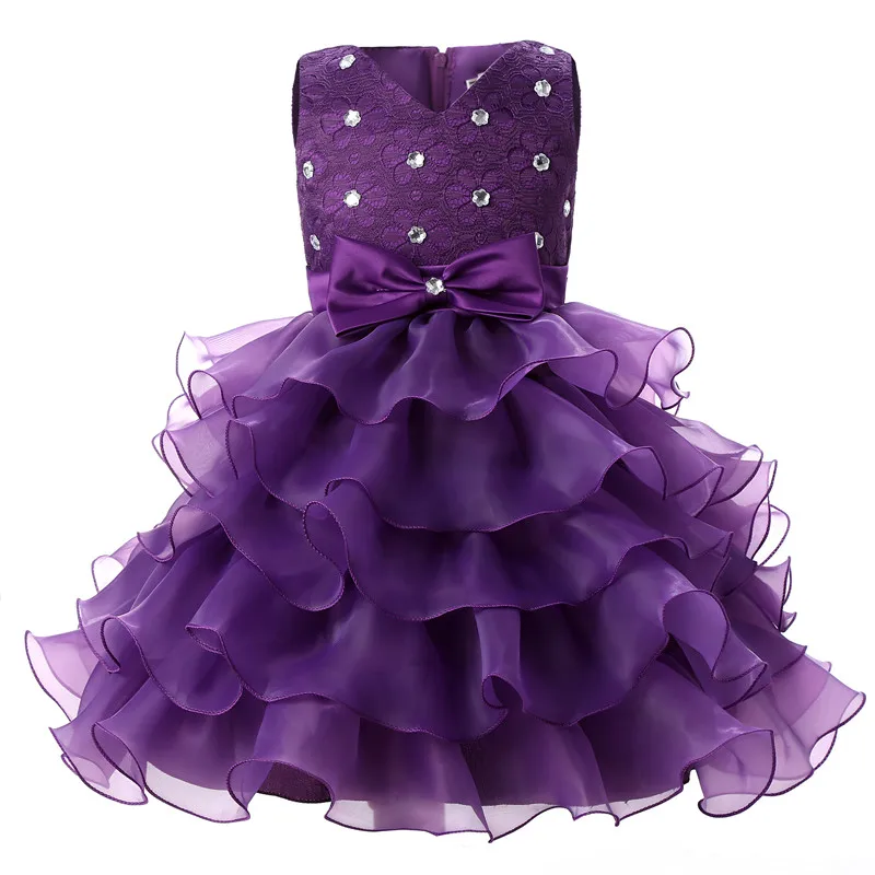 Newborn Girl Wedding Purple Gown Dress Baby Girls Christening Gown