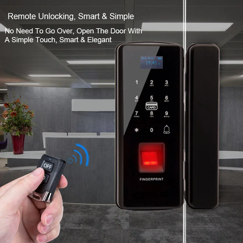 Eseye Digital Glass Door Lock Smart Eletronic Lock Fingerprint Lock Biometric Door Lock Safety Anti-Thife For Office Home