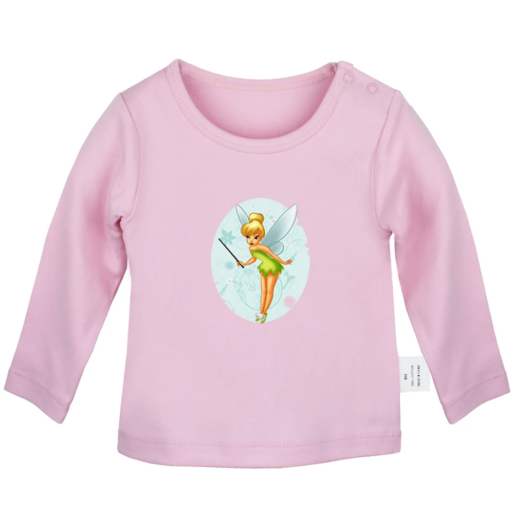 Cute Elf Tinker Bell The horizon Band Peter and Wendy Newborn Baby T-Shirts Toddler Graphic solid color Long Sleeve Tee Tops |
