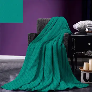 

Teal Throw Blanket Knitting Inspired Pattern Sewing and Crafting Hobby Themed Design Monochrome Image Print Warm Microfiber