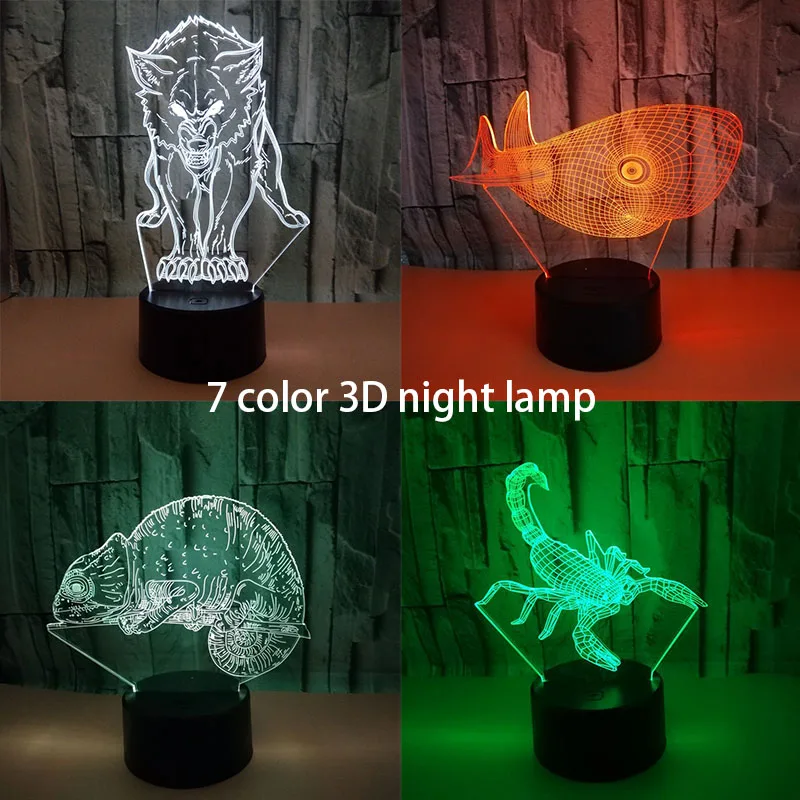 Милый настольные лампы КИТ ночник ребенок животных Хамелеон Luminaria 3D лампы тумбочка лампа USB электронных гаджетов Спальня лампа