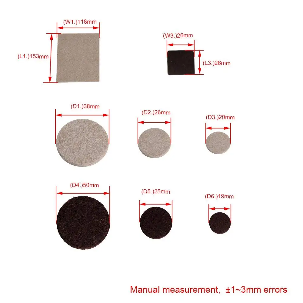 133 шт абрикосовый коричневый квадратный Круглый Войлок мебельные прокладки противоскользящие пол царапины протекторы самоклеющиеся 9 Размер для ножек стола или стула