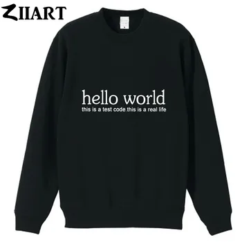 

geek hello world this is a test code this is a real life couple clothes boys man male cotton autumn winter fleece Sweatshirt