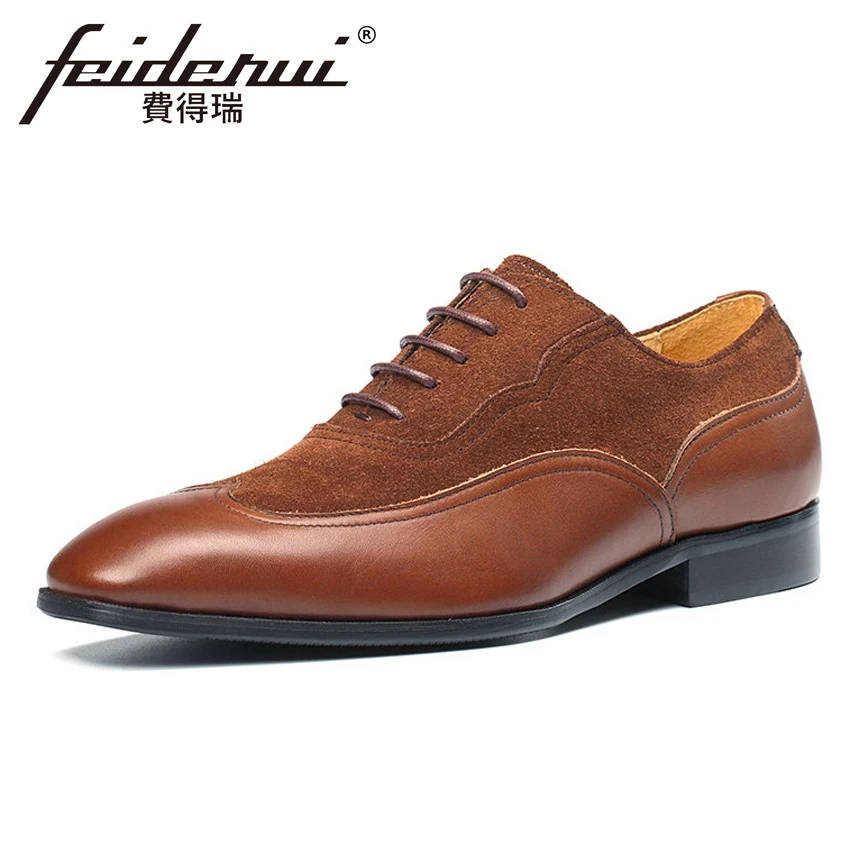 

Plus Size New Formal Dress Genuine Leather Men's Wingtip Oxfords British Pointed Toe Wedding Party Handmade Brogue Shoes MLT21