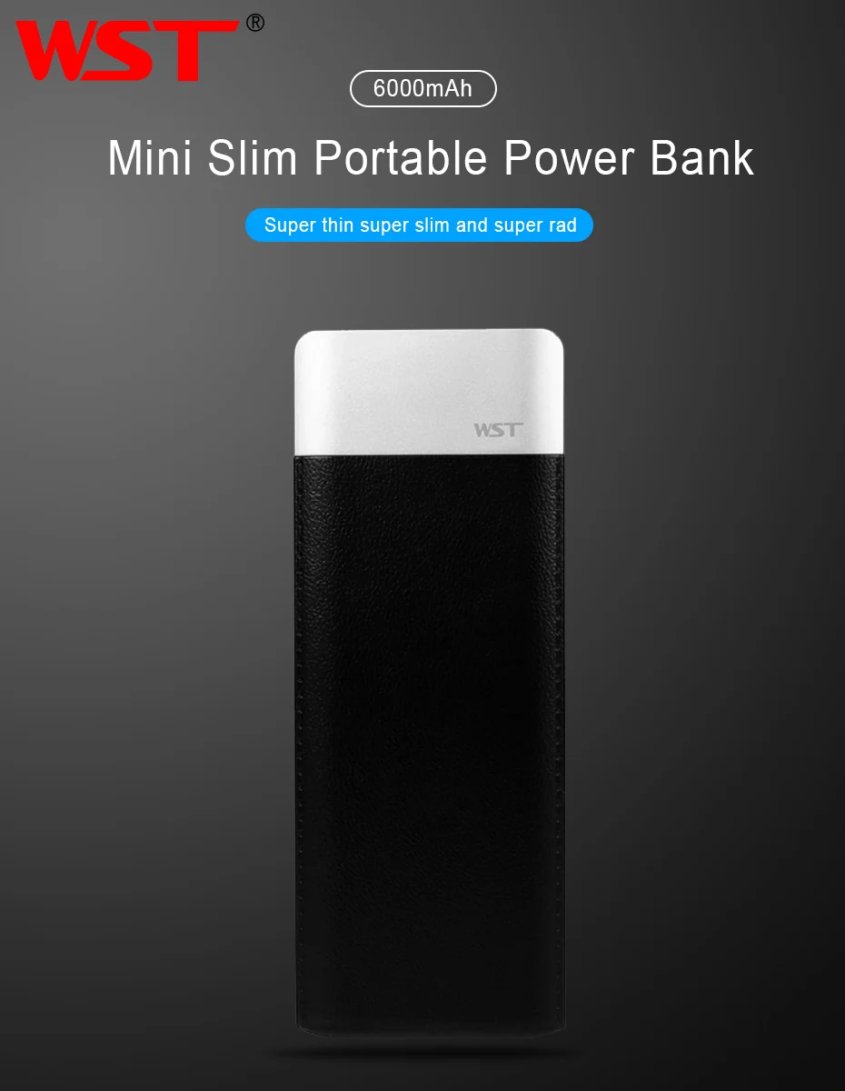 WST Slim Real 6000mAh Power Bank PoverBank Battery Pack Mobile External Battery Powerbank For Xiaomi Samsung Phone Powerbank (7)