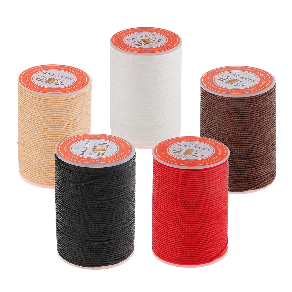 5 Rolls 55M 0.8mm Durable Round Waxed Thread Wax String Leather Sewing Stitching Jewelry Craft