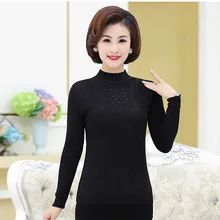 Среднего и пожилого женская половина вырезом свитер дикий свитер с длинным рукавом платье для матери джемпер PXOS18FY8210