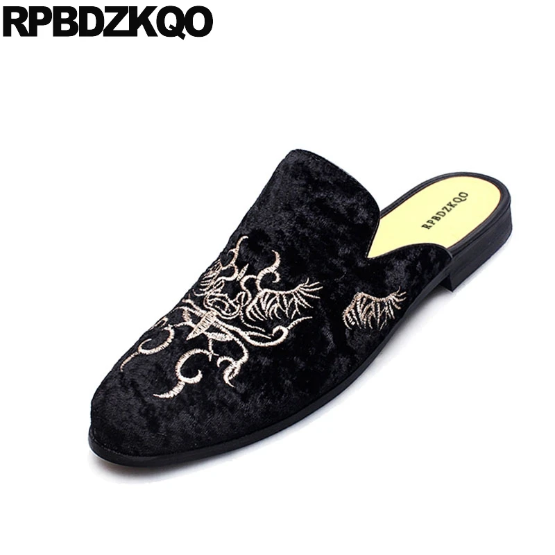 black De 1 Dos Preto Sobre 4 Print Designer Bordado 2 Mulas Sola Homens Deslizar 3 Moda Elegantes 2018 Sapatos black Borracha Conforto black Apartamentos Animal Veludo Casuais Black YFwnH
